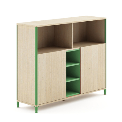 شراء FLEX Modern Multi Tier Office Credenza Sideboard مع خمسة رفوف مفتوحة باب مزدوج online manufacture