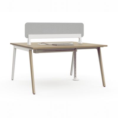 مكتب عمل معياري بهيكل بلونين، إدارة كابلات مخفية، شاشة خصوصية، مزدوج